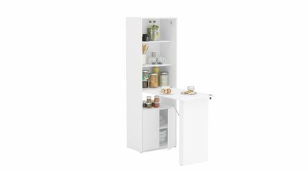 Multipurpose Cabinet with Desk, White Thumbnail