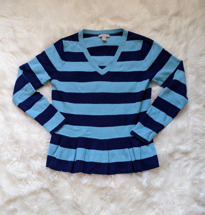 Stripped Blue And Black Banana Republic V Neck Long Sleeve Sweater Cardigan XL.