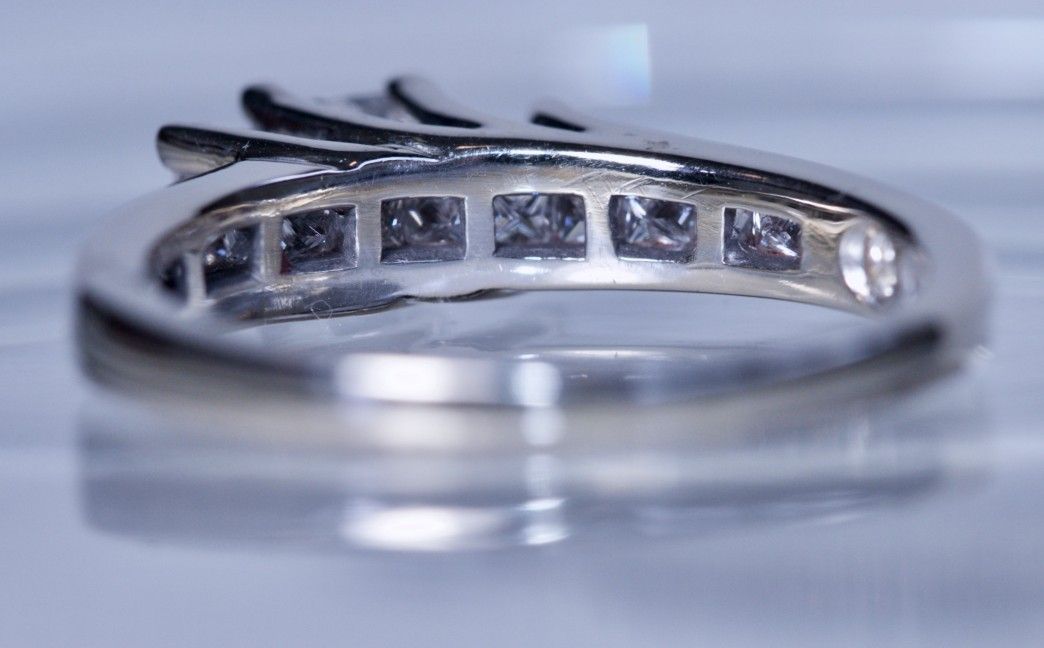 14K white gold 1.45CT diamond 3-stone Princess cut Engagement ring size 8