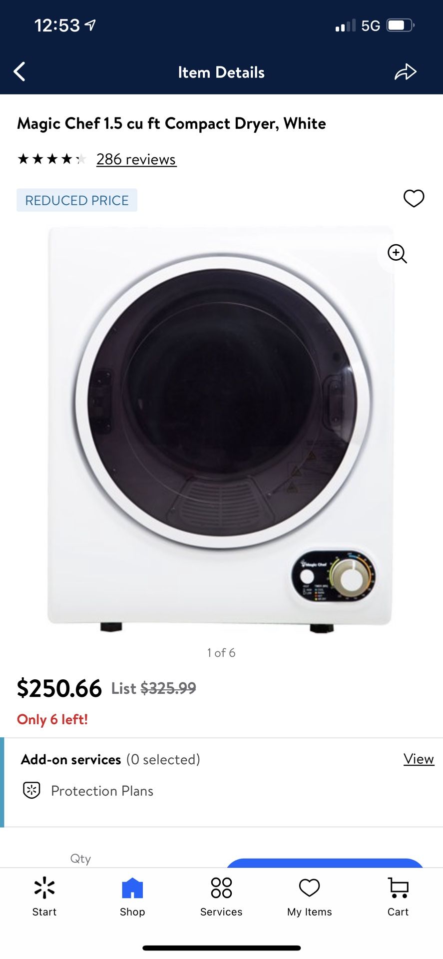 Magic Chef 1.5 cu ft Compact Dryer, White