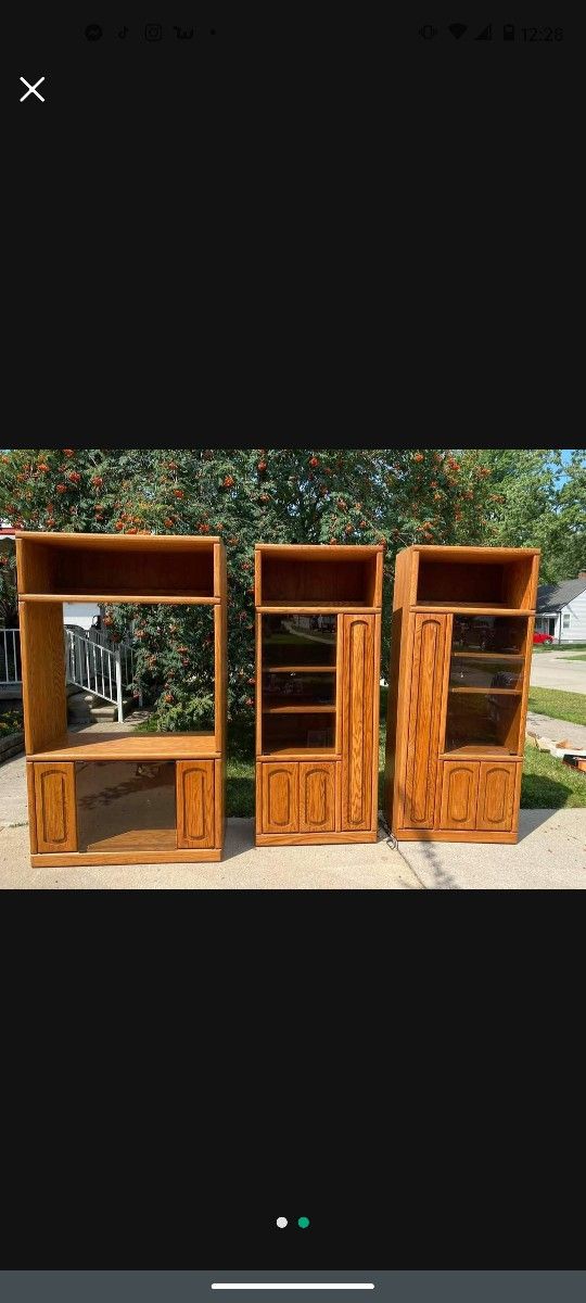 wooden entertainment center