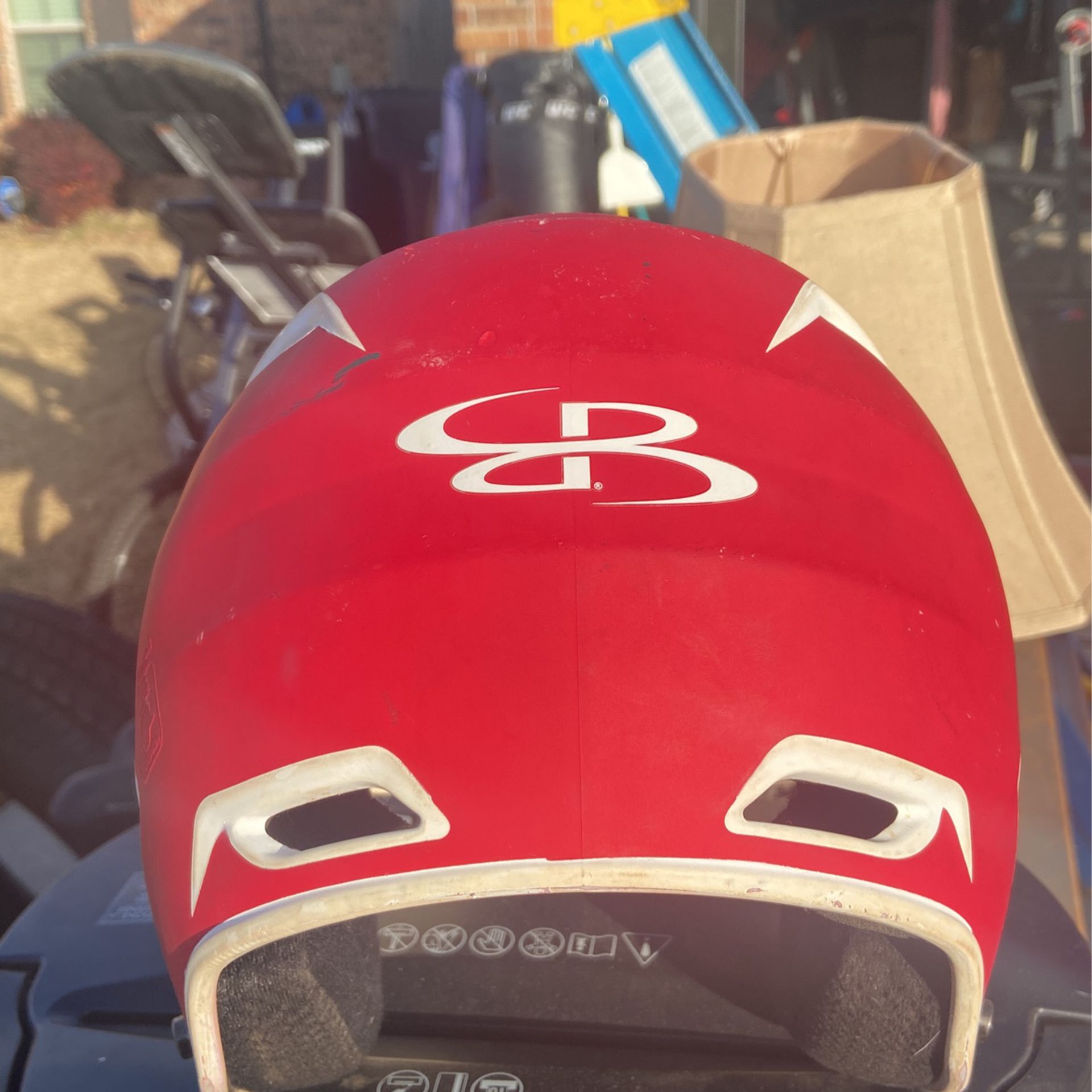 Boombah Batting Helmet-Red/white