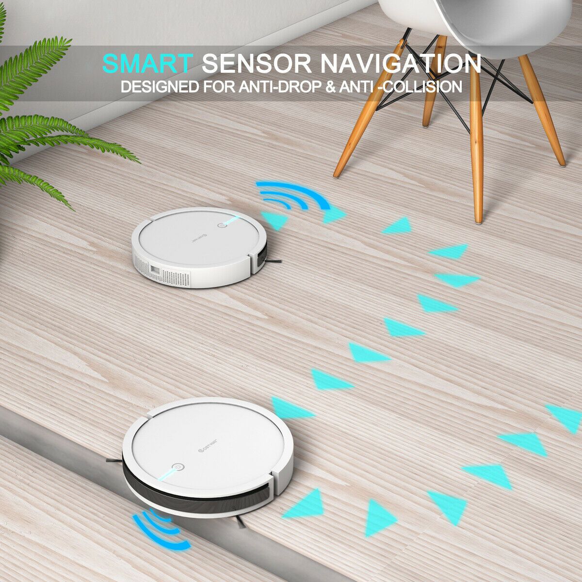 Costway Robot Vacuum Cleaner Self-Charge App Voice Control Filter Water Tank White
