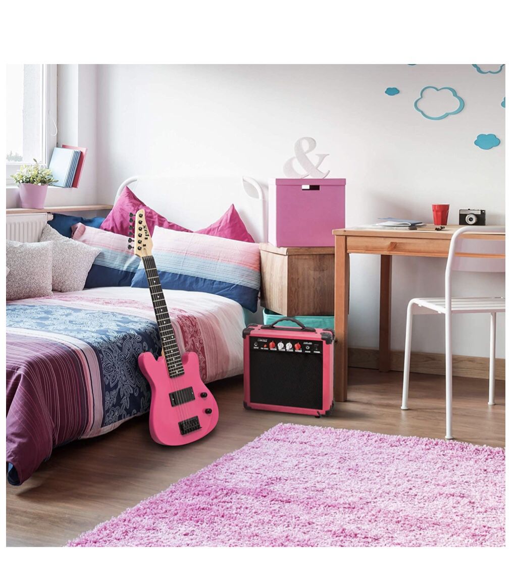 NIB LyxPro 30” Electric Guitar & Starter Kit for Kids with 3/4 Size Beginner’s Guitar & Amp, Pink