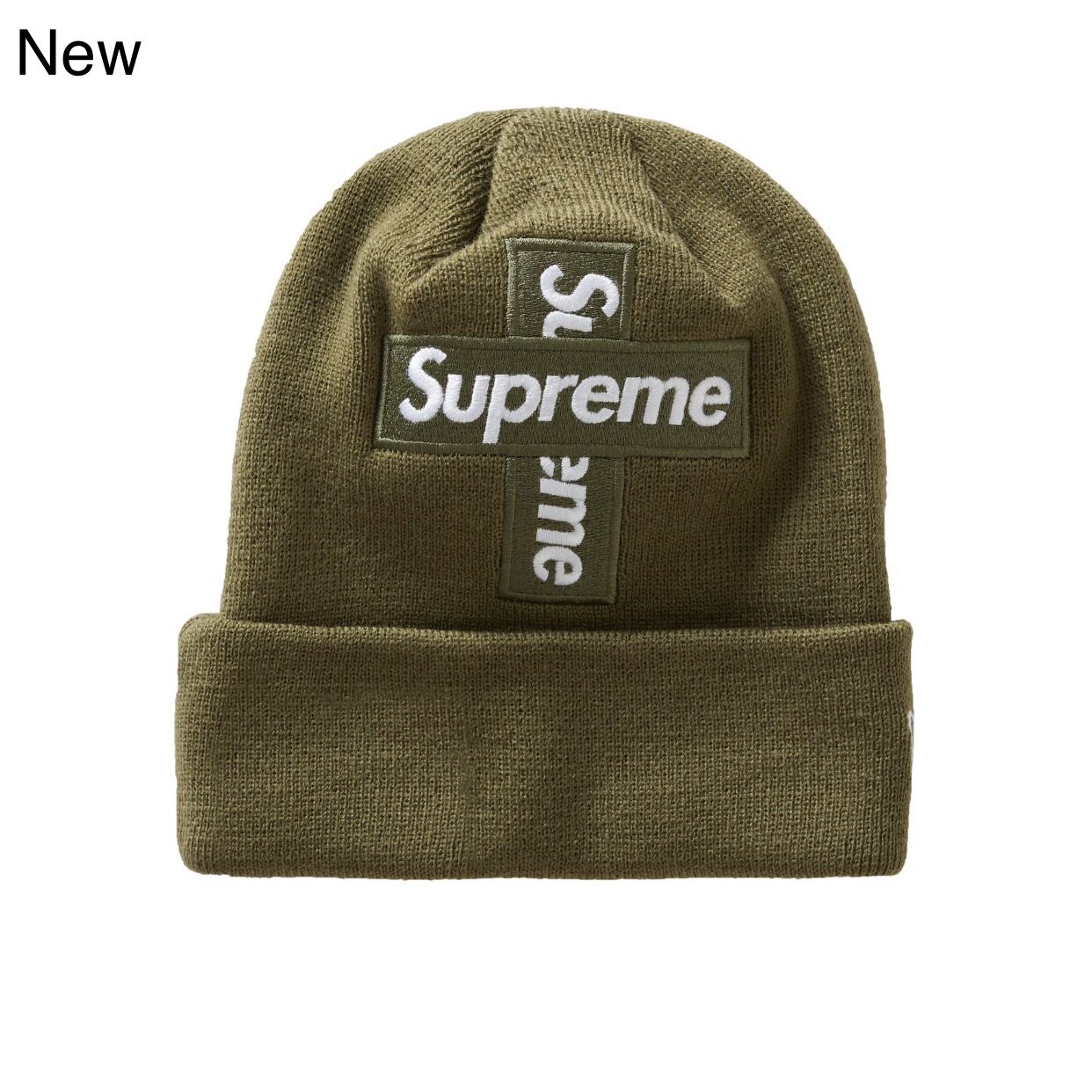 Supreme Cross Box Logo Beanie Light Olive New