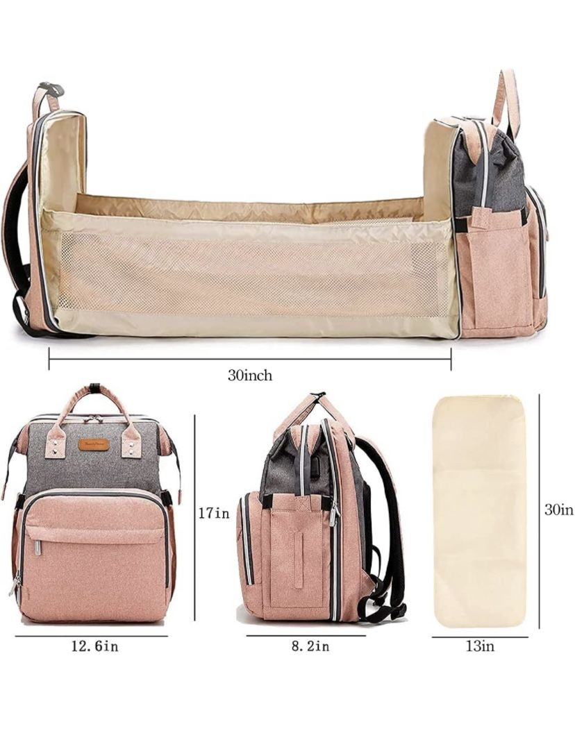 Diaper Bag Backpack With Expandable Changing Table