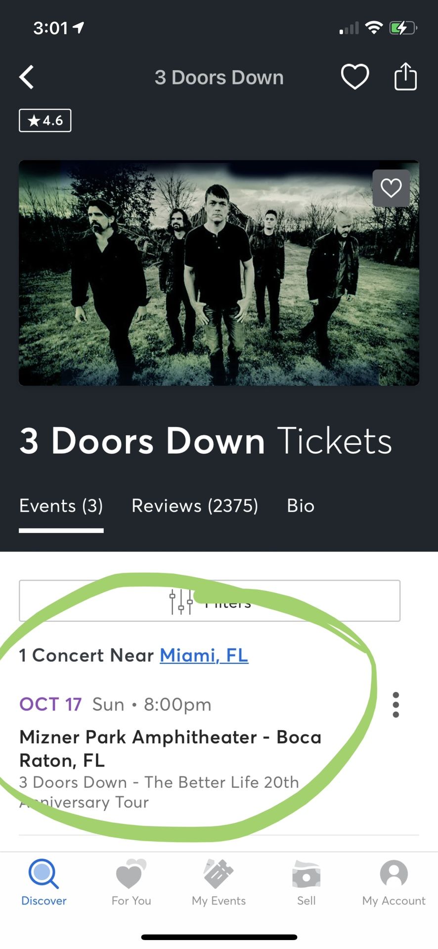 Two Tickets For 3 Doors Down