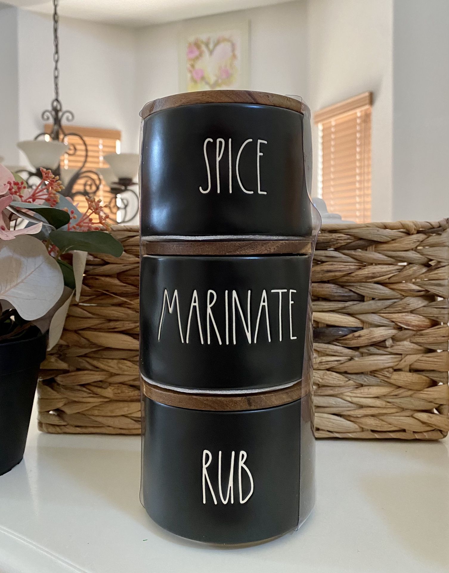 Rae Dunn SPICE MARINATE RUB stacking jars