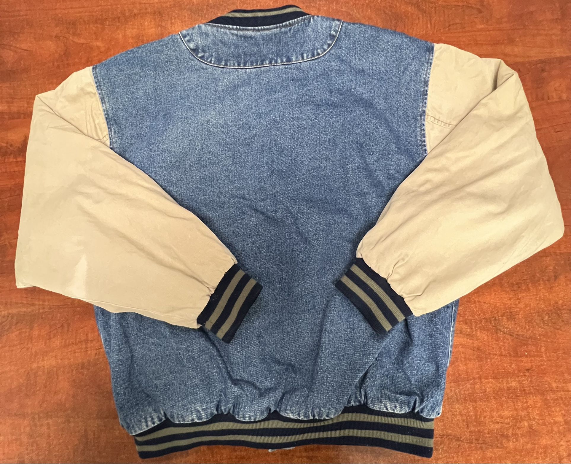 Vintage South Bay Hollywood Embroidered Denim Varsity Jacket Large