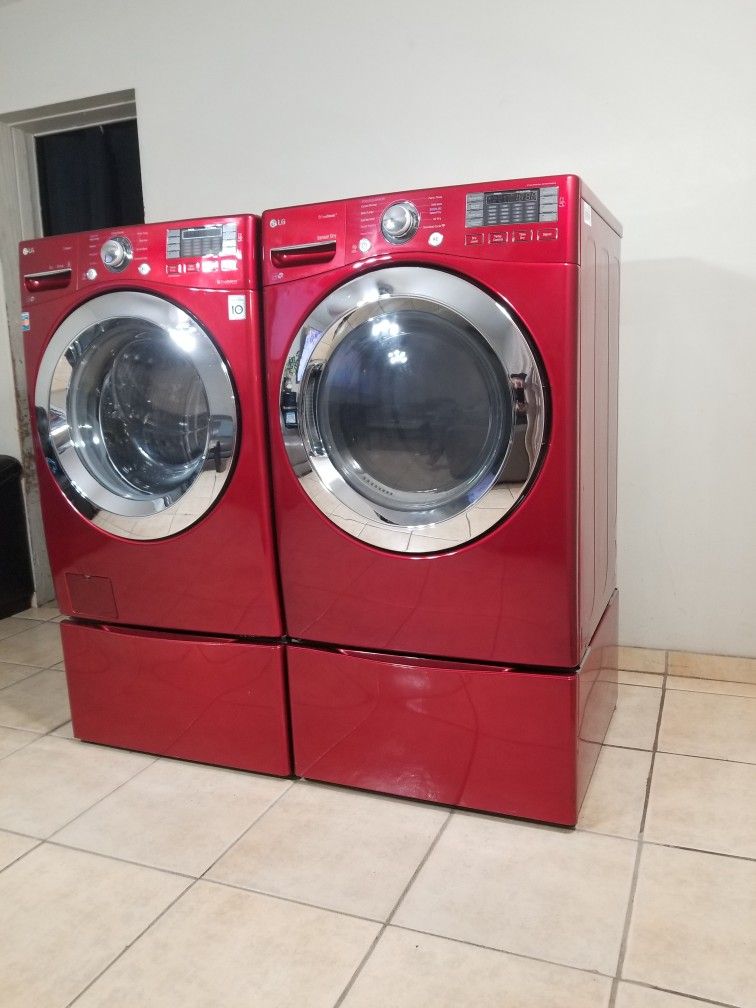 LG RED WASHER AND GAS DRYER FREE DELIVERY AND INSTALLATION ALSO A 90 DAY WARRANTY