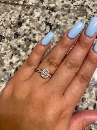 Diamond Engagement Ring 1/2 ct tw Pear/Round 14K White Gold