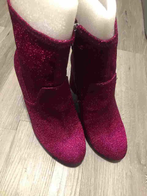 Pink Shimmer Block Heel Boots 