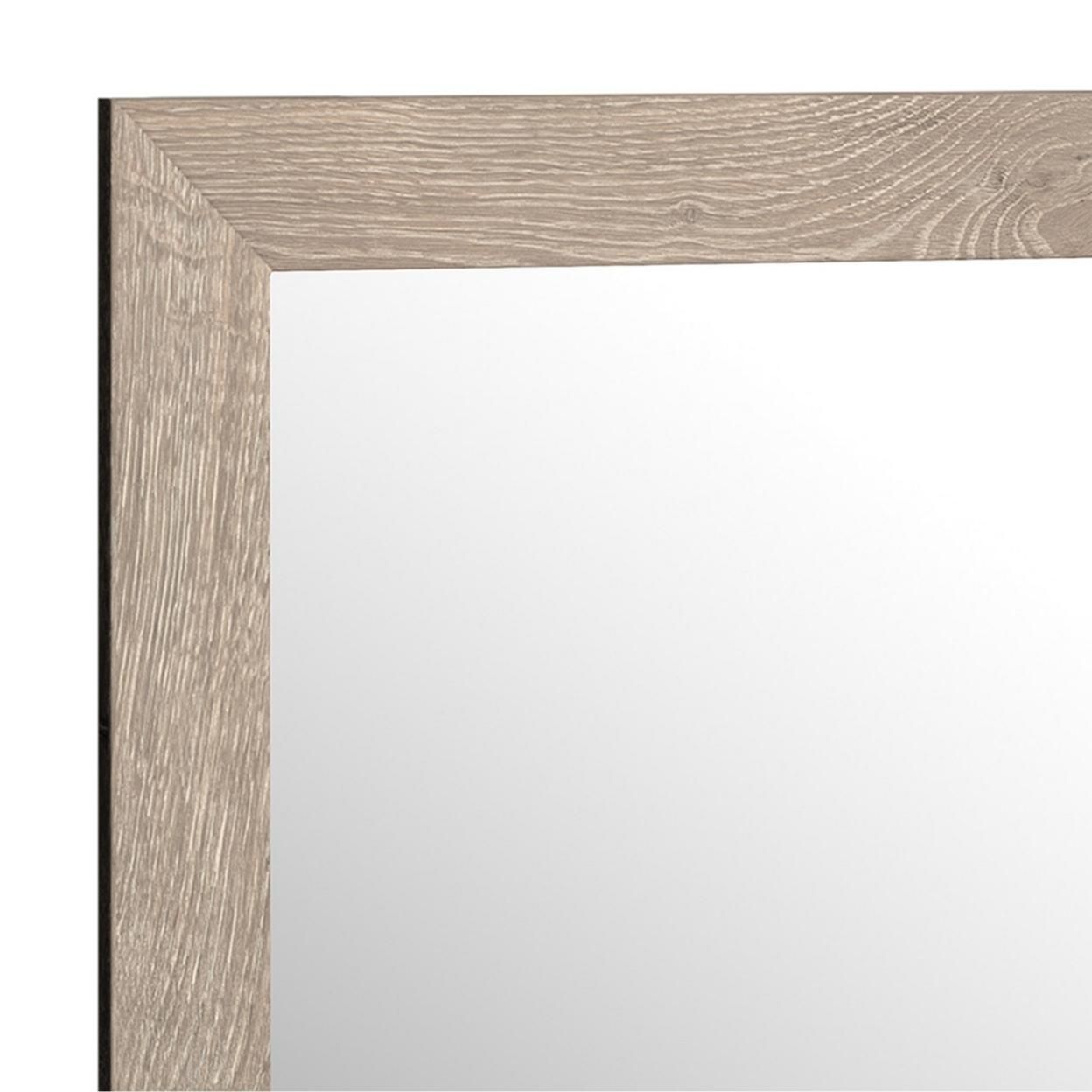 Bedroom Mirror with Grains and Rectangular Encasing, Oak Brown, Saltoro Sherpi