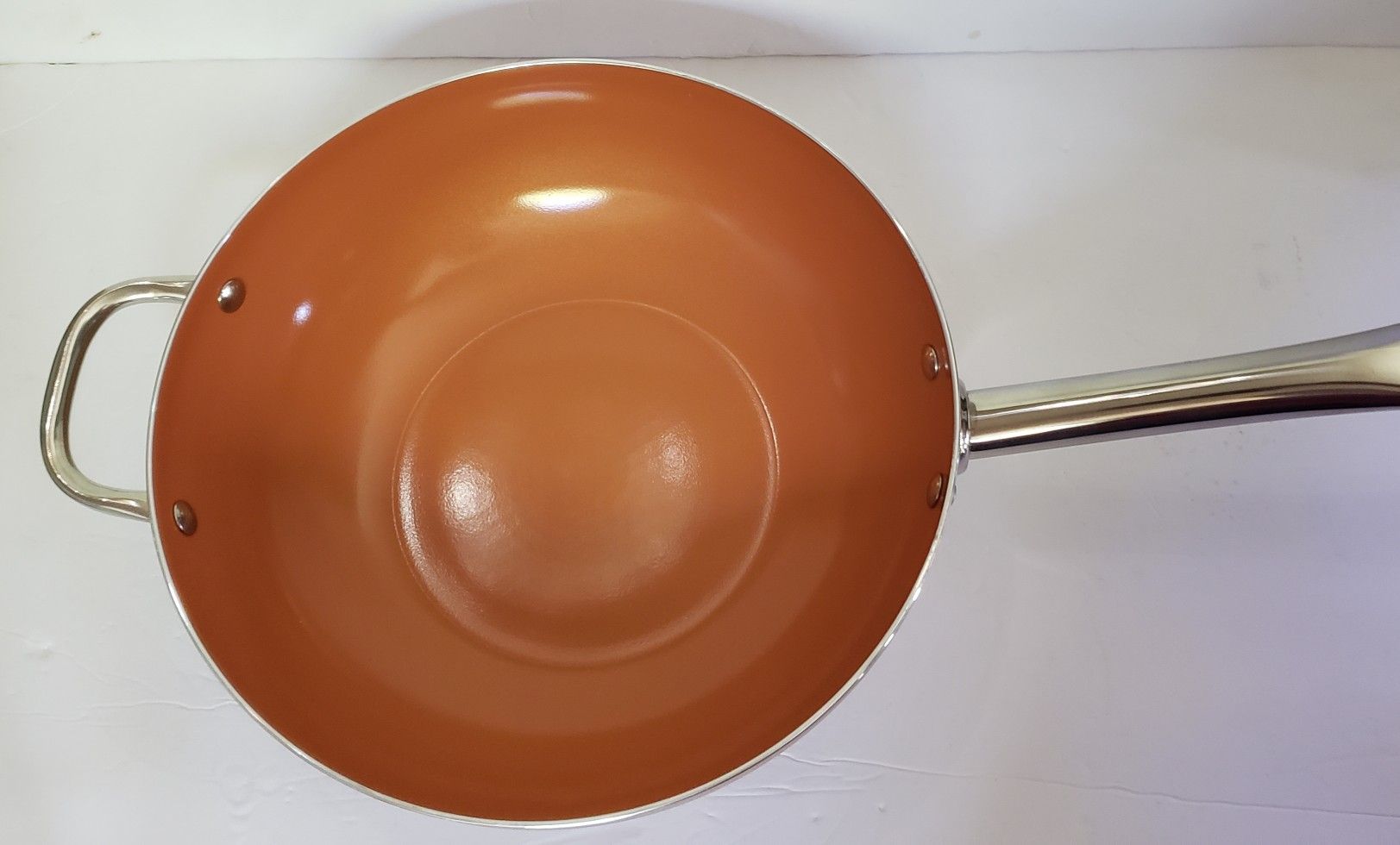 Nonstick Ceramic Copper 12 Inch Wok and Stir Fry Pans with Lid