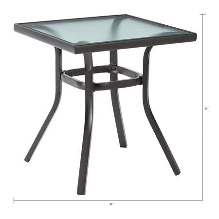Mainstays Heritage Park Outdoor Square Steel Side Table, Black/Clear Multicolor - 20.87*20.87*22.83