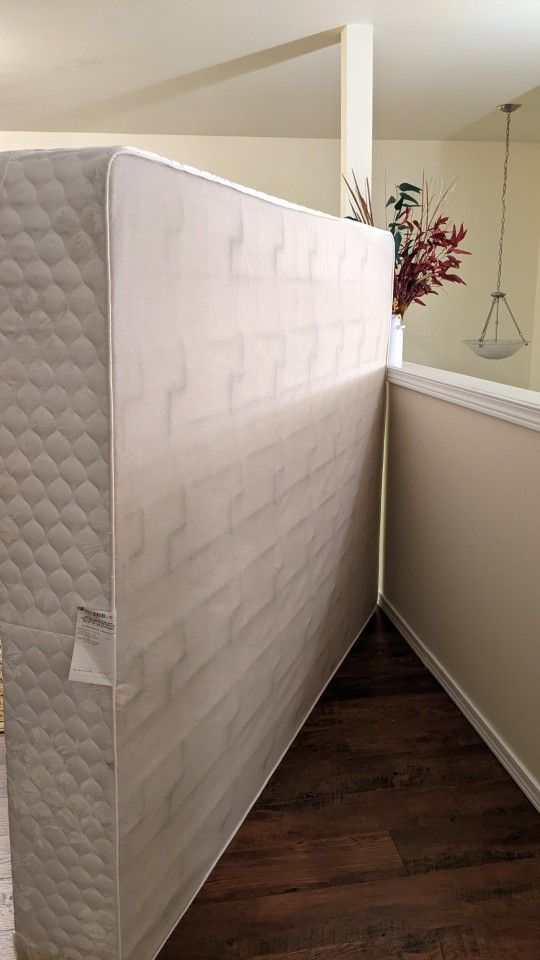 Very Comfortable Queen Mattress And Box Spring. Synthetic Down Comforter And Diamond Cut Duvet, Wine Colored Bed Skirt