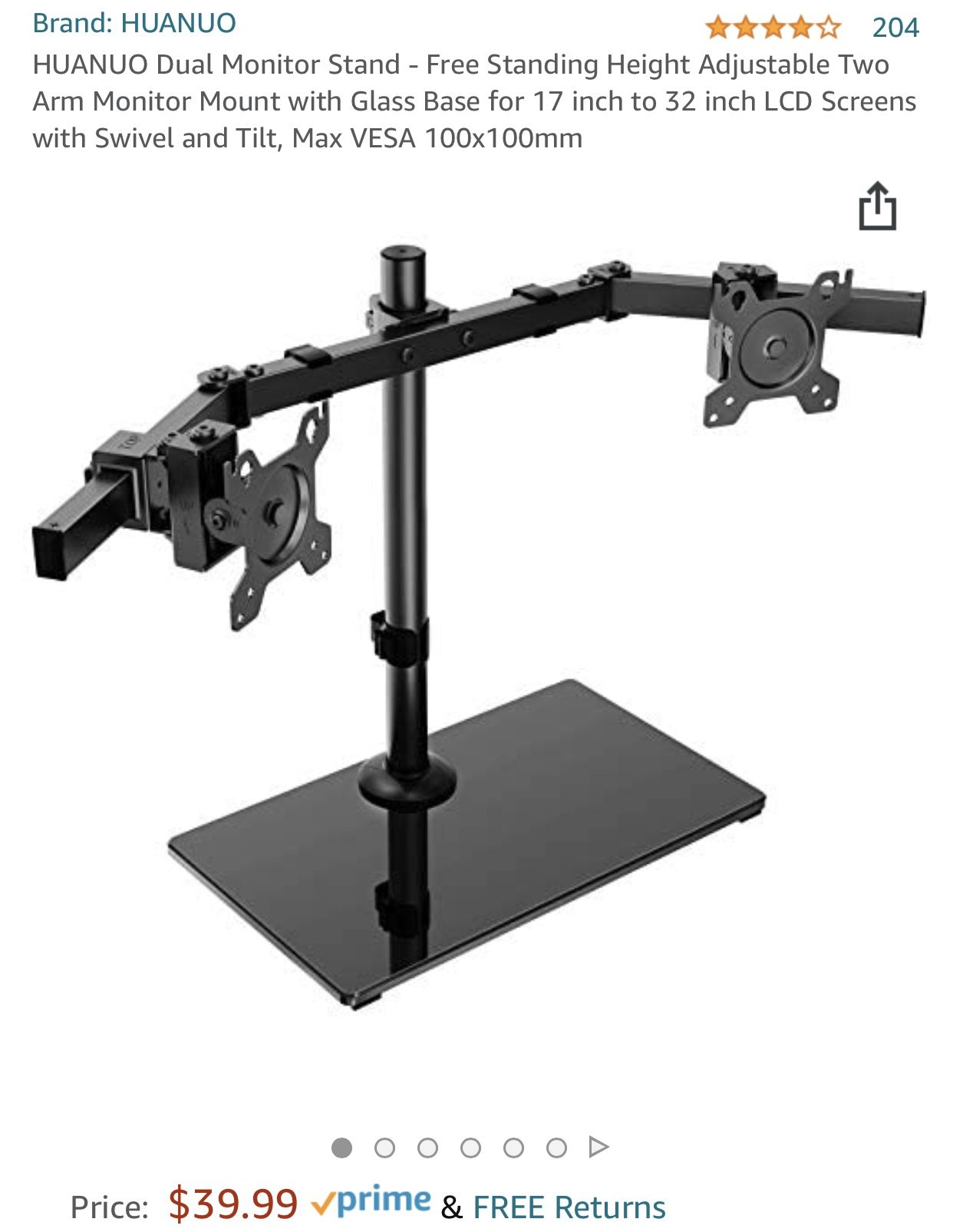 HUANUO Dual Monitor Stand - Free Standing