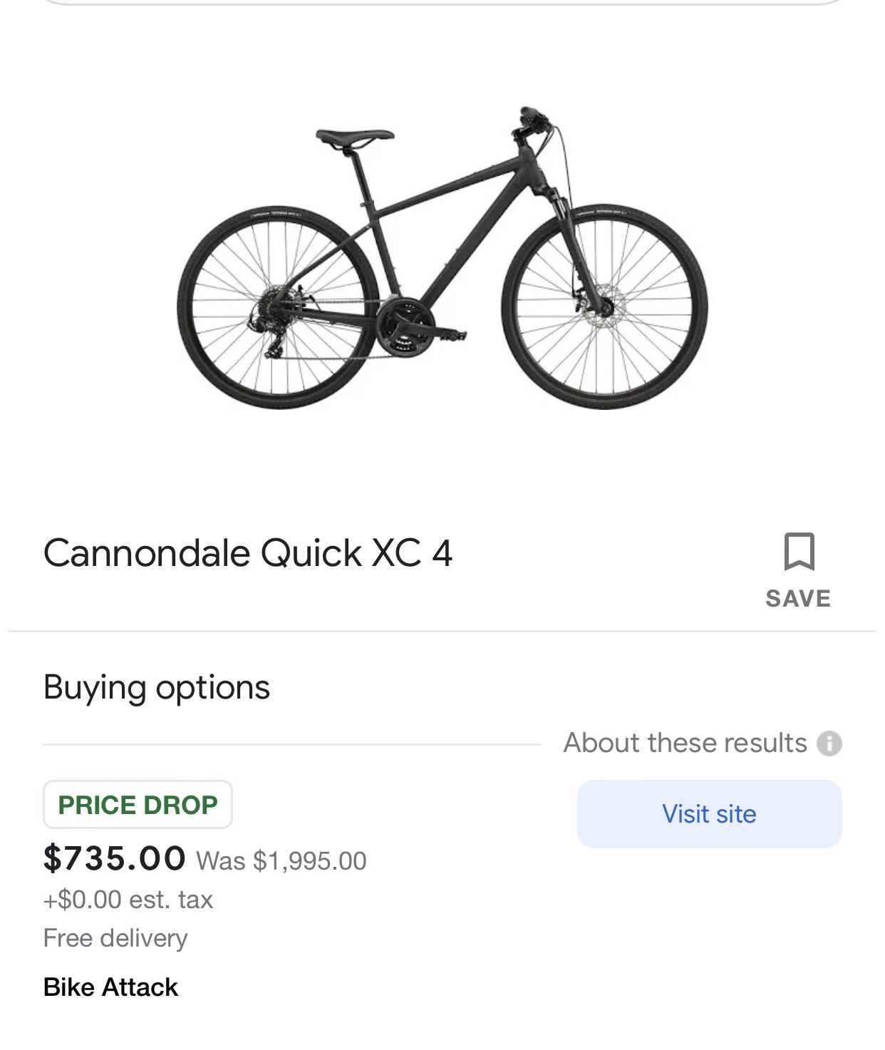 Cannondale Quick XC 4 LARGE MENS FRAME