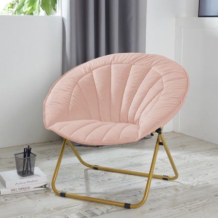 Urban Shop Velvet Channel Stitch Saucer Chair, Multiple Colors