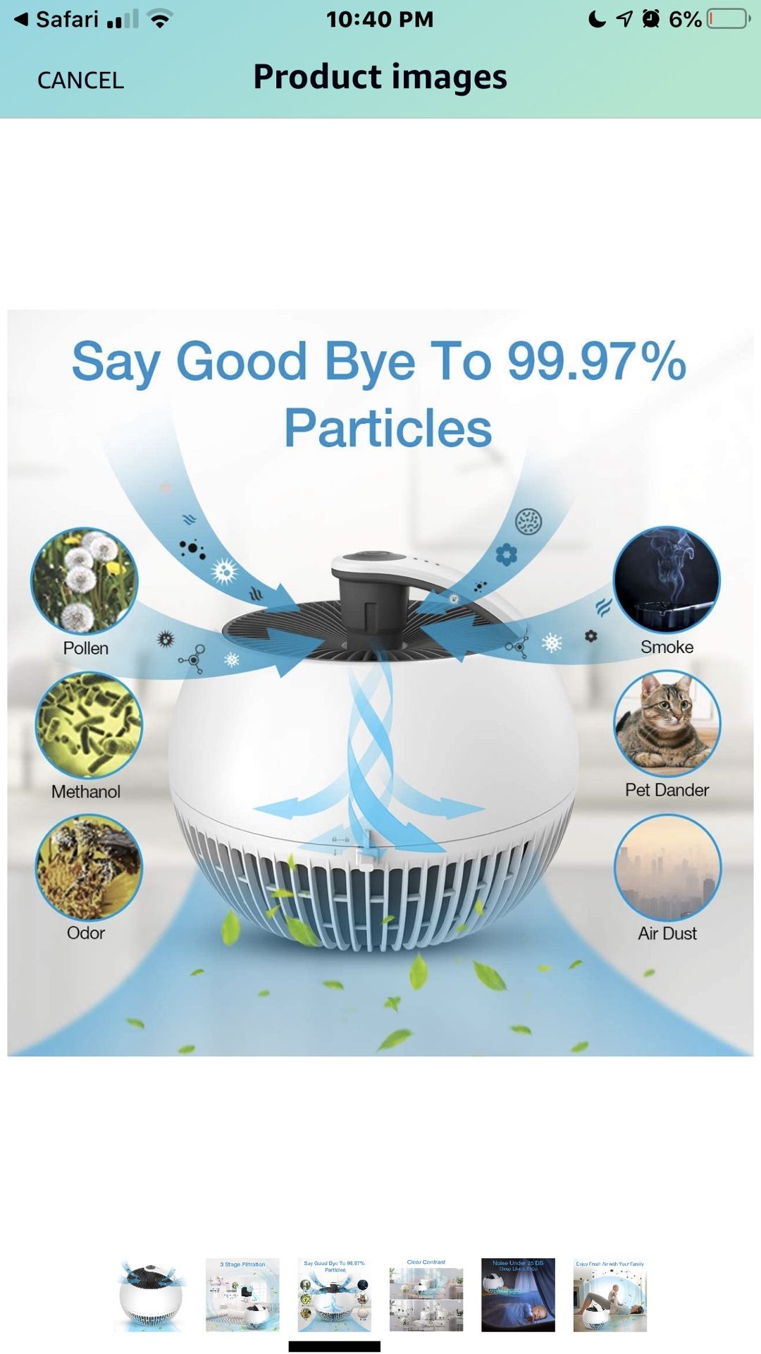 TRUSTECH Air Purifier xHome,True HEPA Filter Air Cleaner for Room with 3 Fan Speeds, 3 Stage Filter.