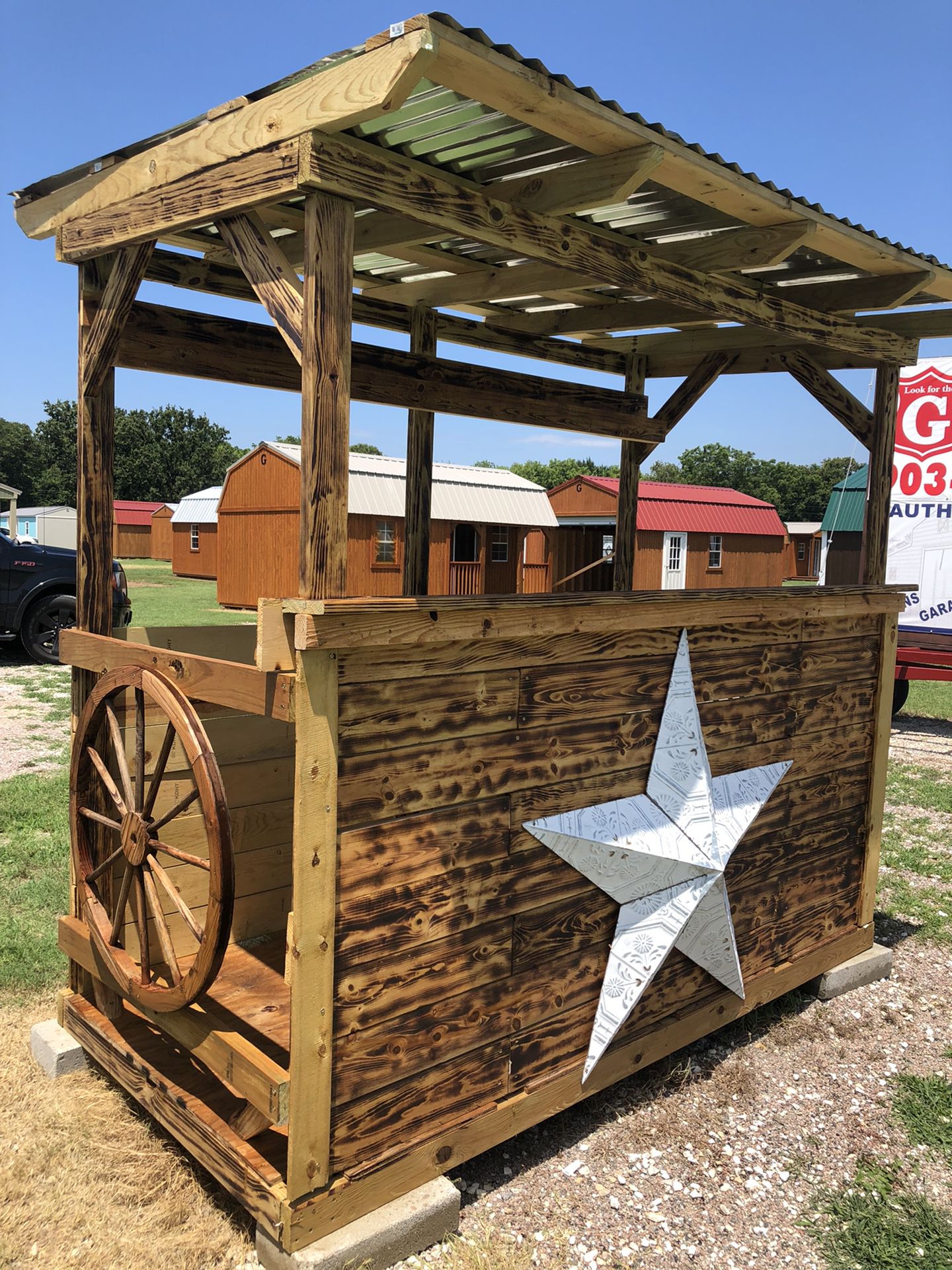 Entertainment Shack Great For Having Gatherings With Family And Friends All New Treated Wood Stained And Burned Too 