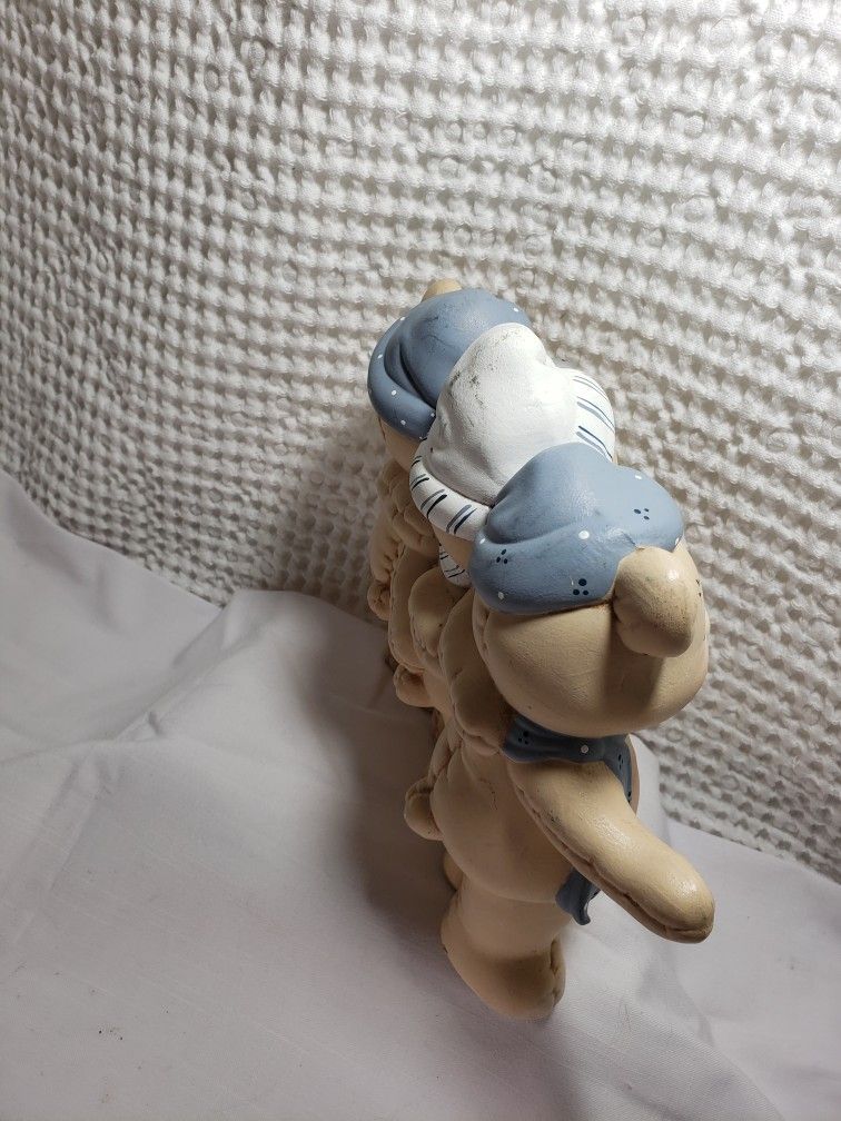 Ceramic Teddy bear trio . Good condition and smoke free home. Measures 8 3/4" T X 9 3/4" L