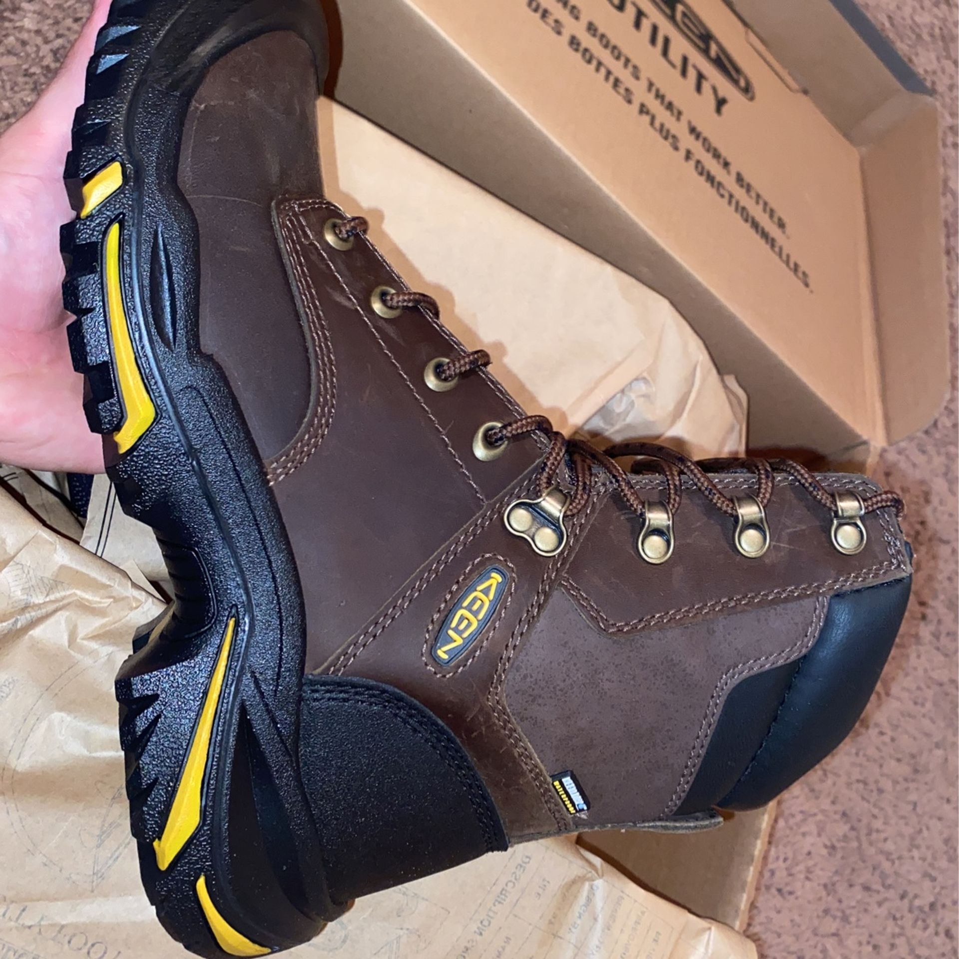 Keen Steel Boots, Brown, Size 7 & 7.5