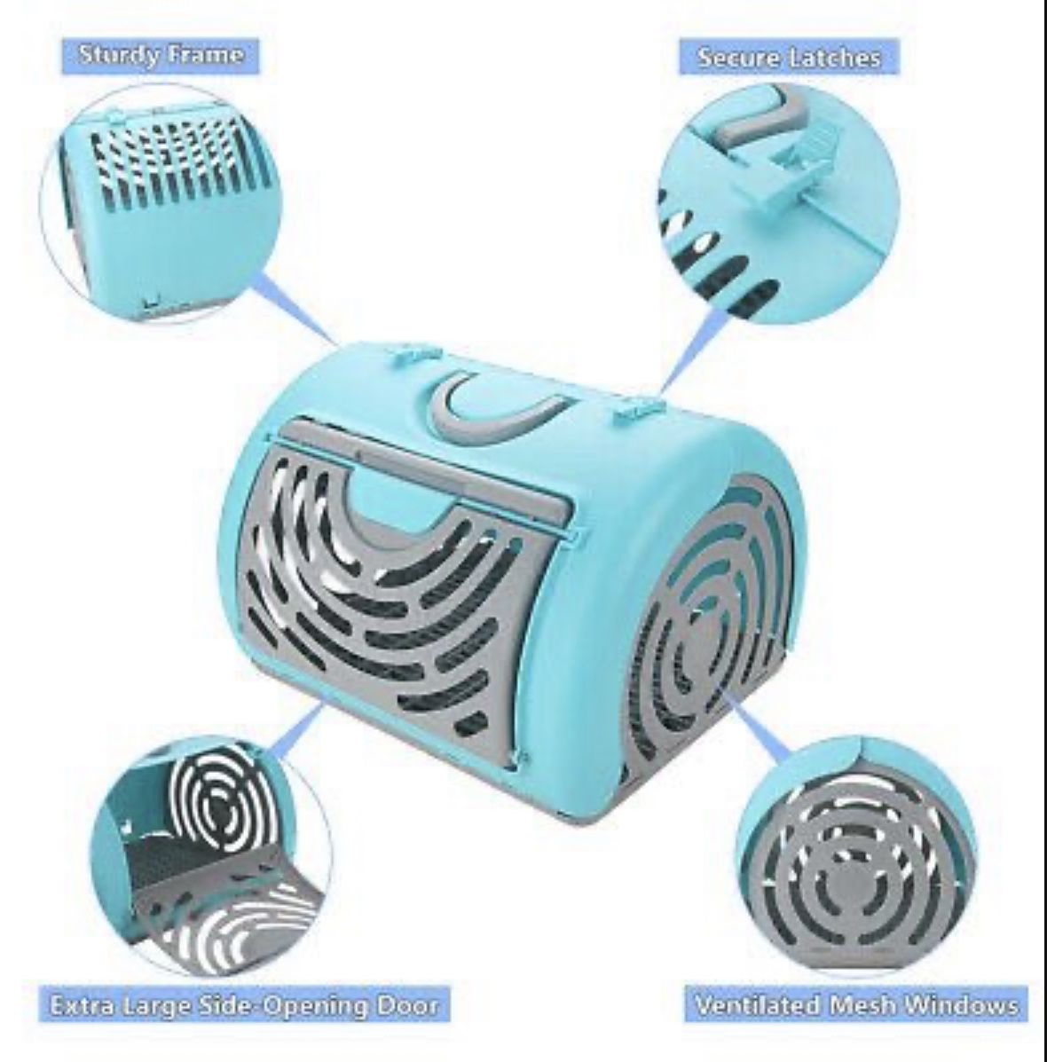 Butizone Foldable Travel Cat Carrier, Extra Large Side Opening Door Plastic Collapsible Pet Carrier, Safe and Comfortable for Cats and Dogs, Pink and