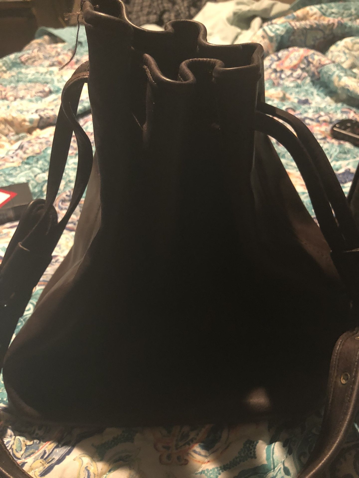 Vintage Brown Leather Coach Drawstring Purse