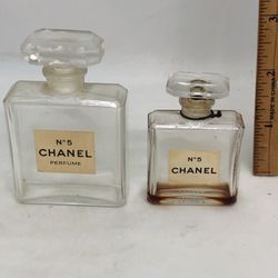 Vintage Perfume Bottle Chanel No 5 Bottle 1950s 1 OZ Open/Empty 3" Height & 1/2 Oz Bottle  Thumbnail