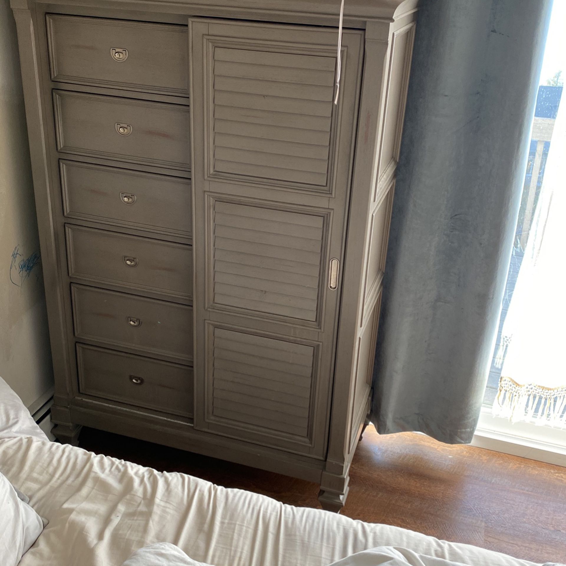 Grey Distressed Dresser/Armoire 