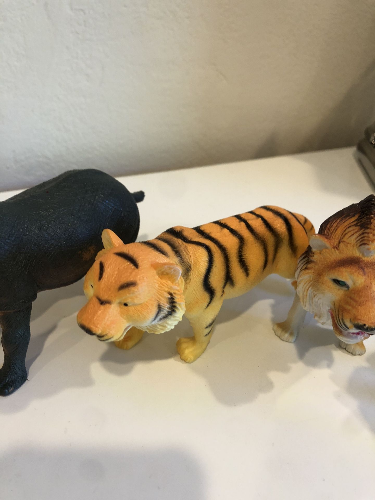 A lot of medium size zoo animals zebra, hippo, tiger, lion, monkeys toys $10 for all