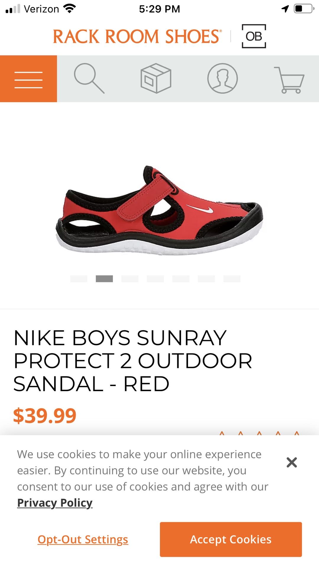 Child Nike SunRay Protect Sandal Size 7C