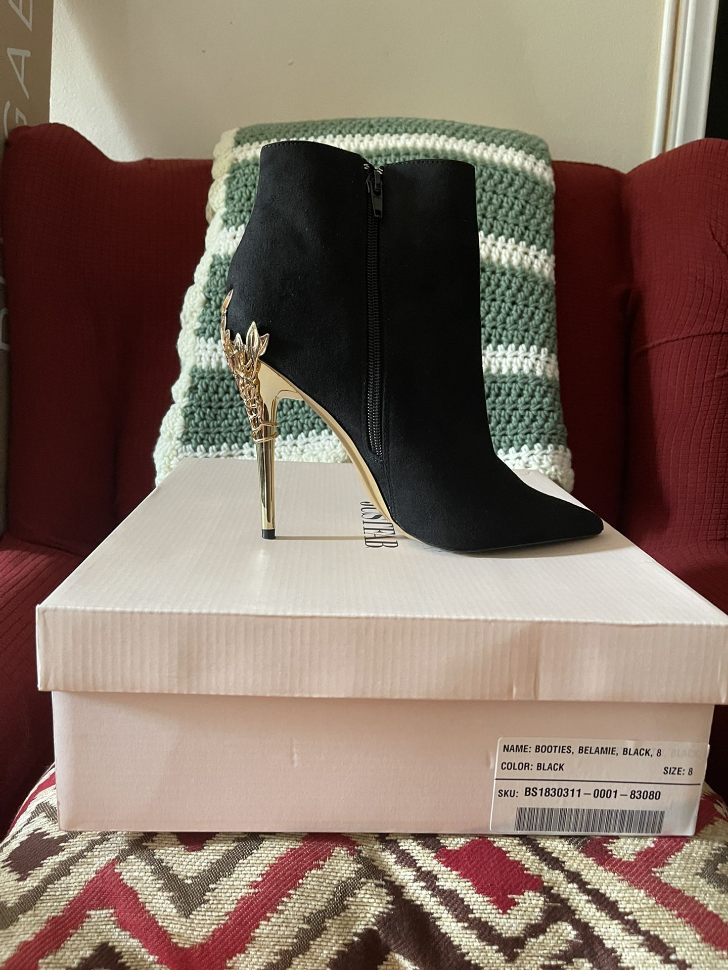 JustFab Women’s Ankle Boots Black Faux Suede