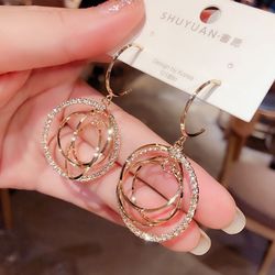 Fashion Chic Multi-layer Diamond Dangle Drop Earrings for Women Thumbnail