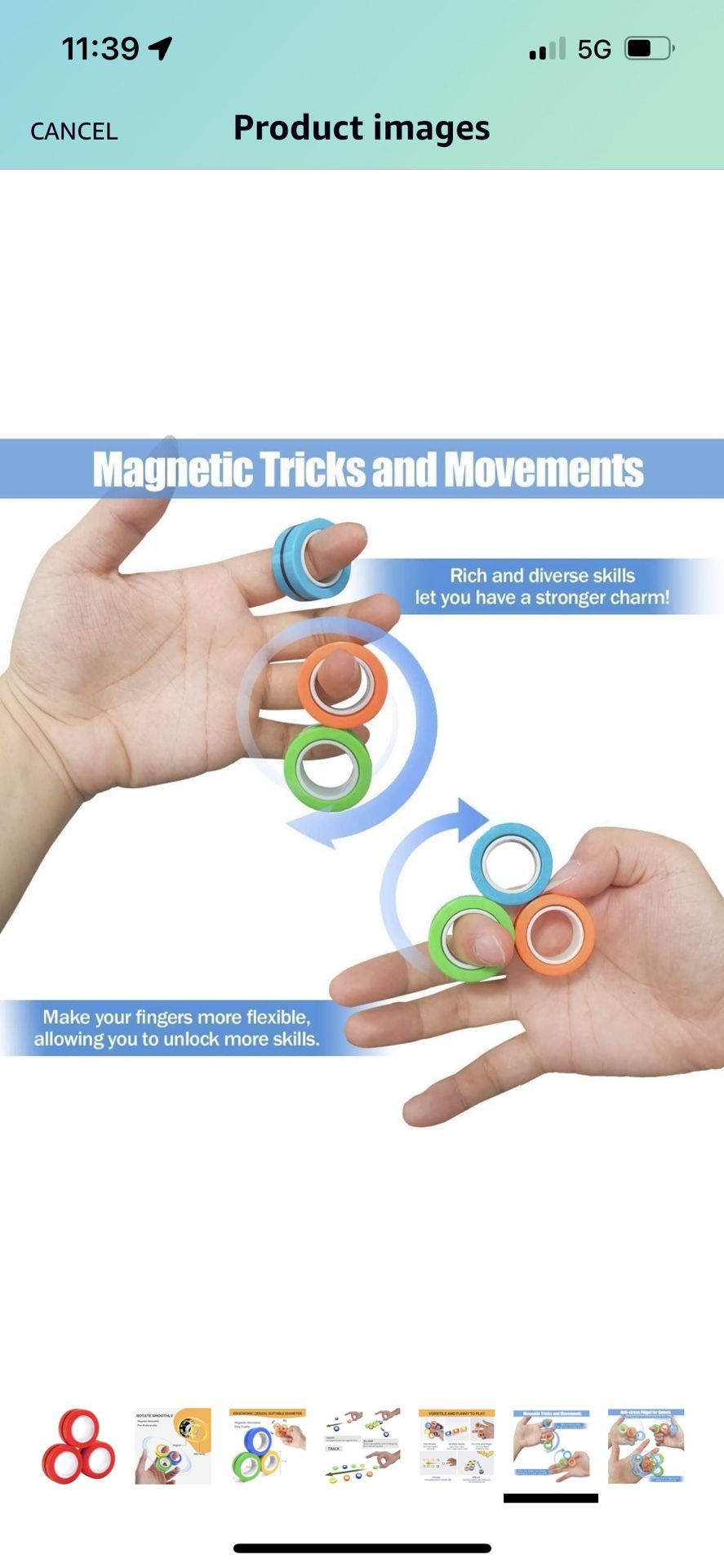 AHEYE Fidget Toys - Finger Magnetic Rings, Fidget Ring Spins for Adult Fidget Magnets Spinner Rings & Anxiety Relief Therapy, Fidget Pack Great Gift f