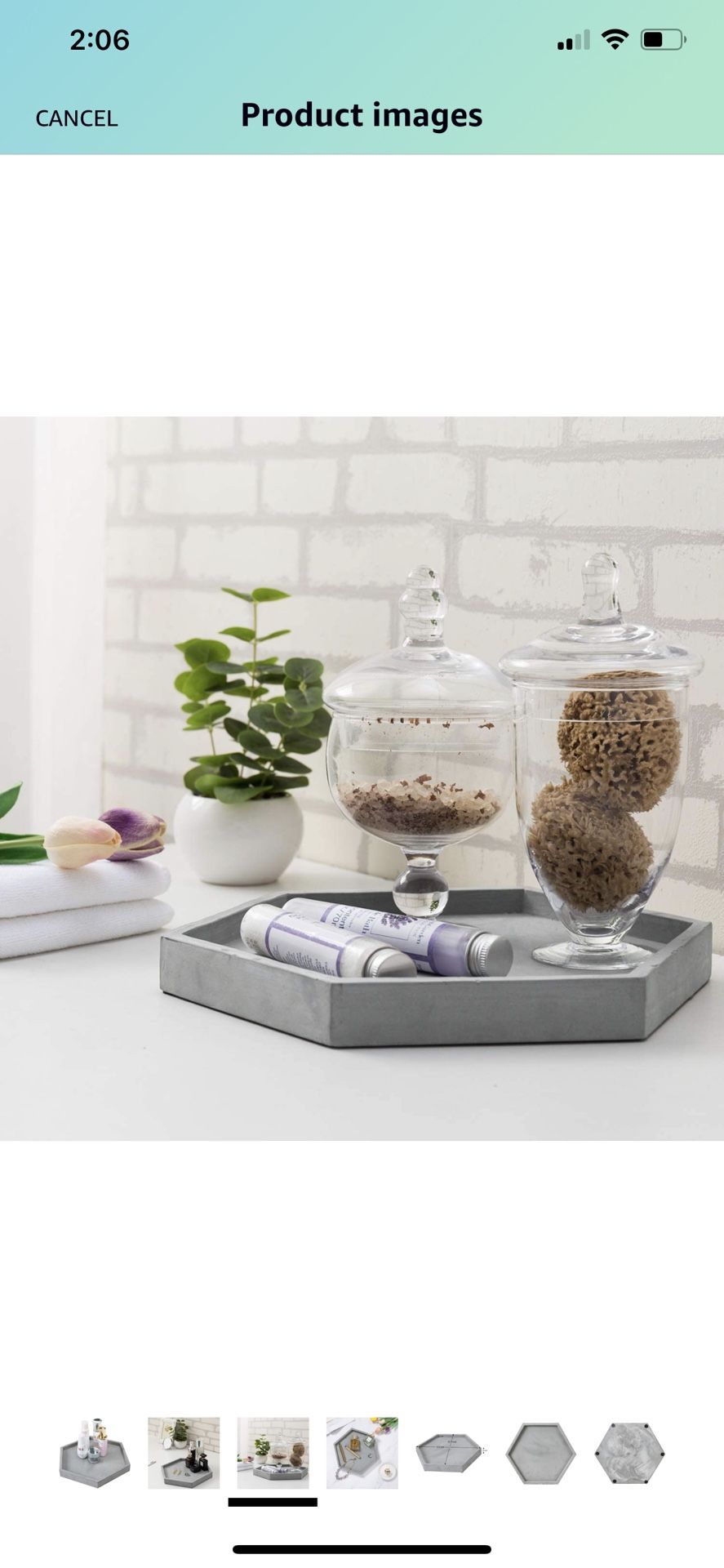 MyGift Modern Gray Concrete Hexagonal Decorative Display Bathroom Vanity Tray