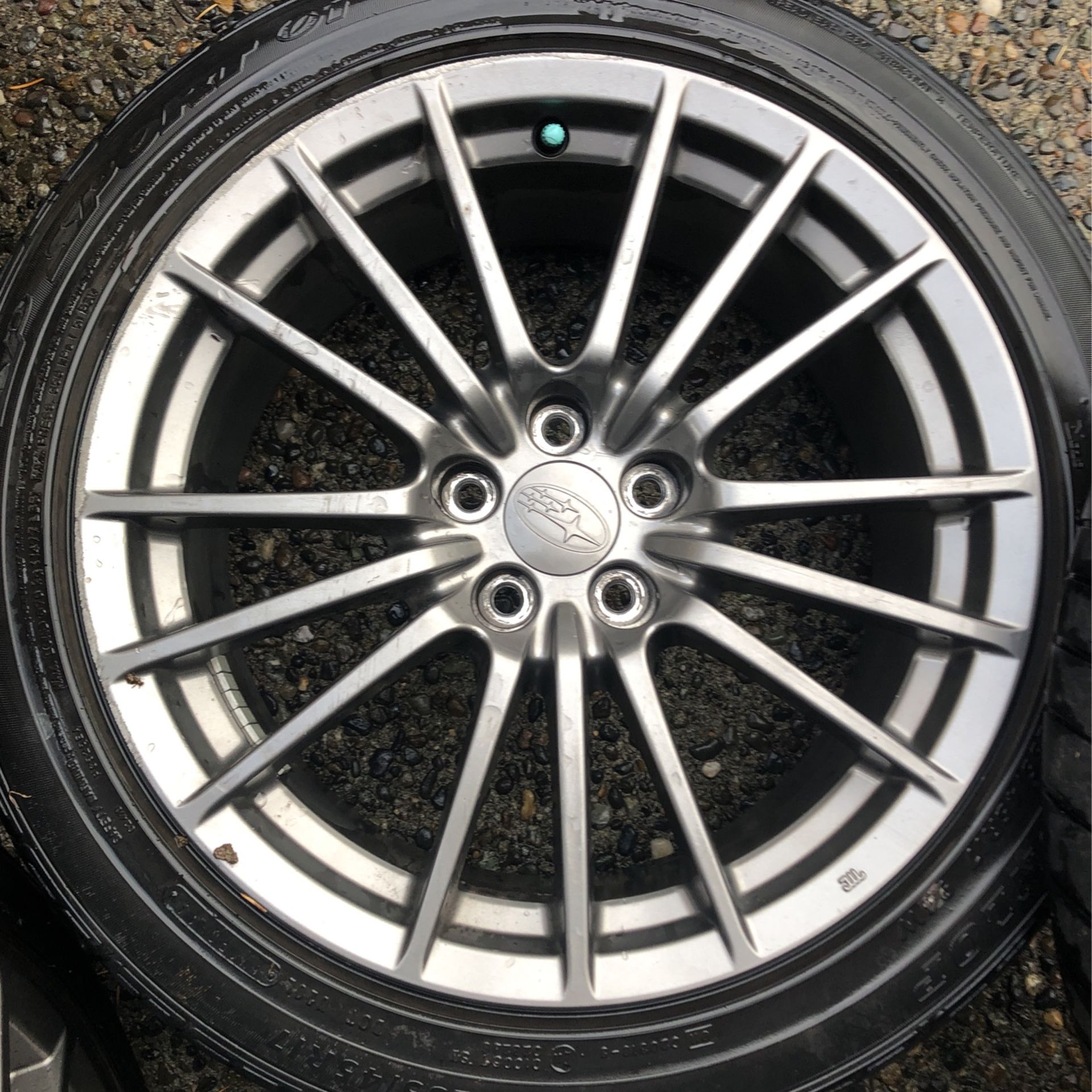 5x100 235 45 17 Subaru Factory Rims And Tires As Is On Picture Dunlop SP SPORT 01 Priced To Sell