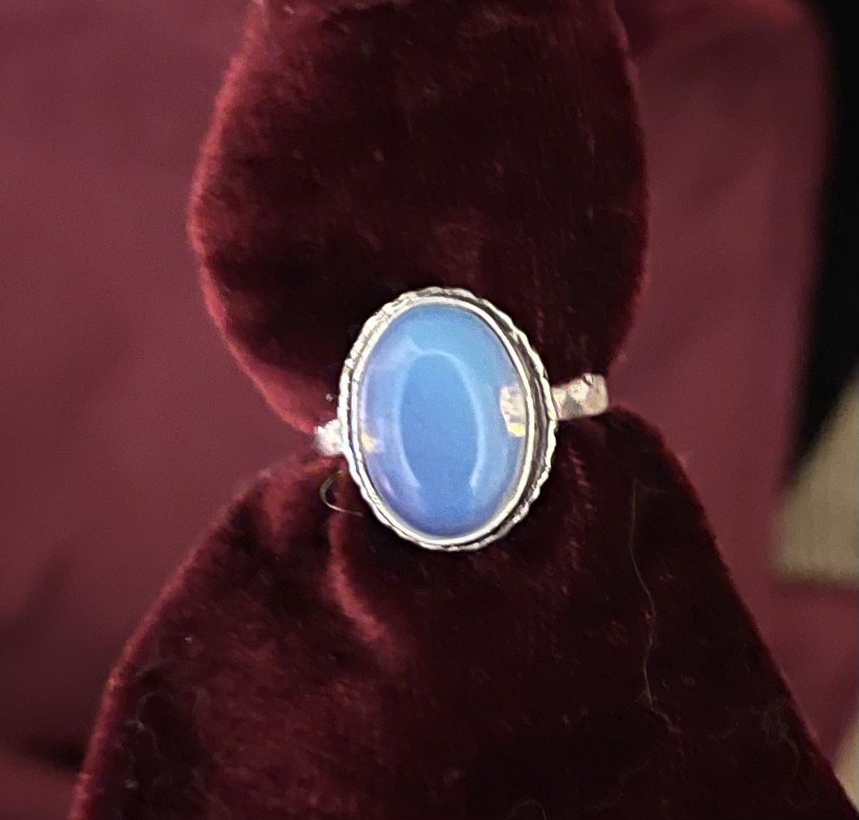 Opalite Gemstone Sterling Silver Plated Ring Size 7