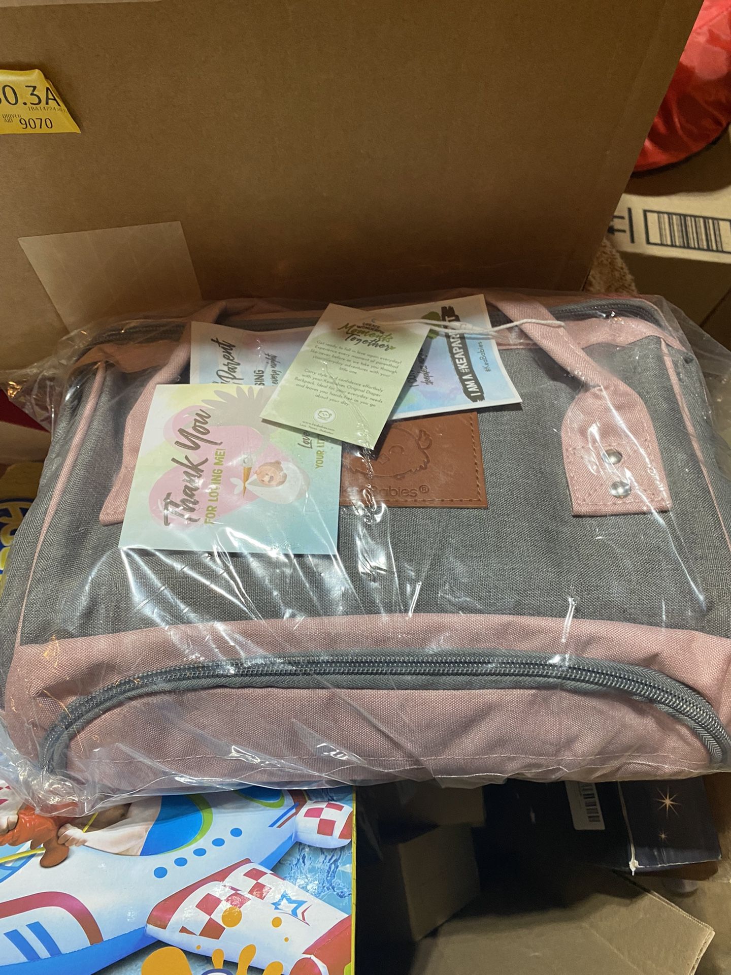 Diaper Bag Backpack - Large Waterproof Travel Baby Bags (Pink Gray)