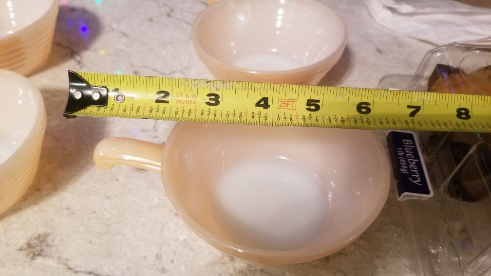 Fire king ovenware peach luster bowls