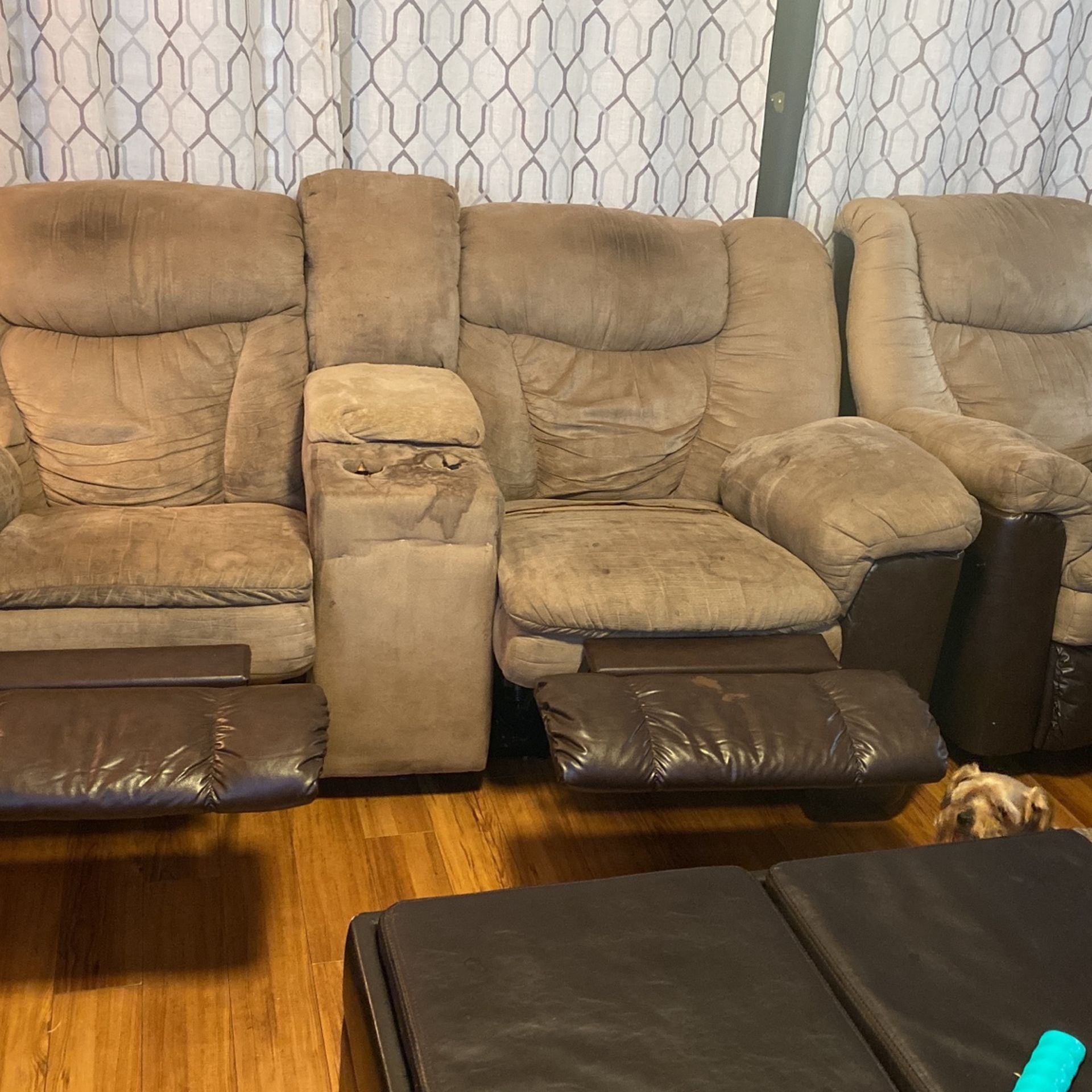 Suede Leather Couch Set