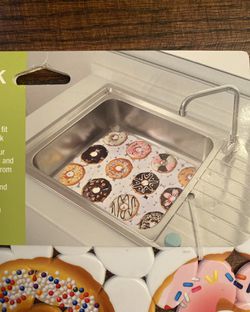 Donut Sink Mat Set Of 2, Assorted Donuts Theme Pebble Protective Sink Mats 🍩 Thumbnail