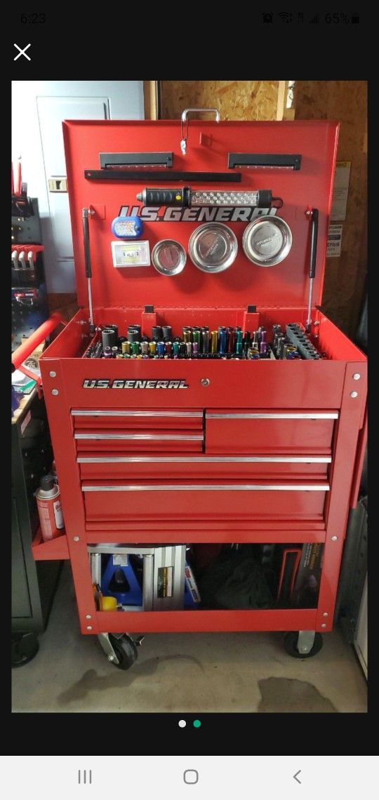 U.S. GENERAL 30 In. 5 Drawer Red Mechanic's Tool Cart