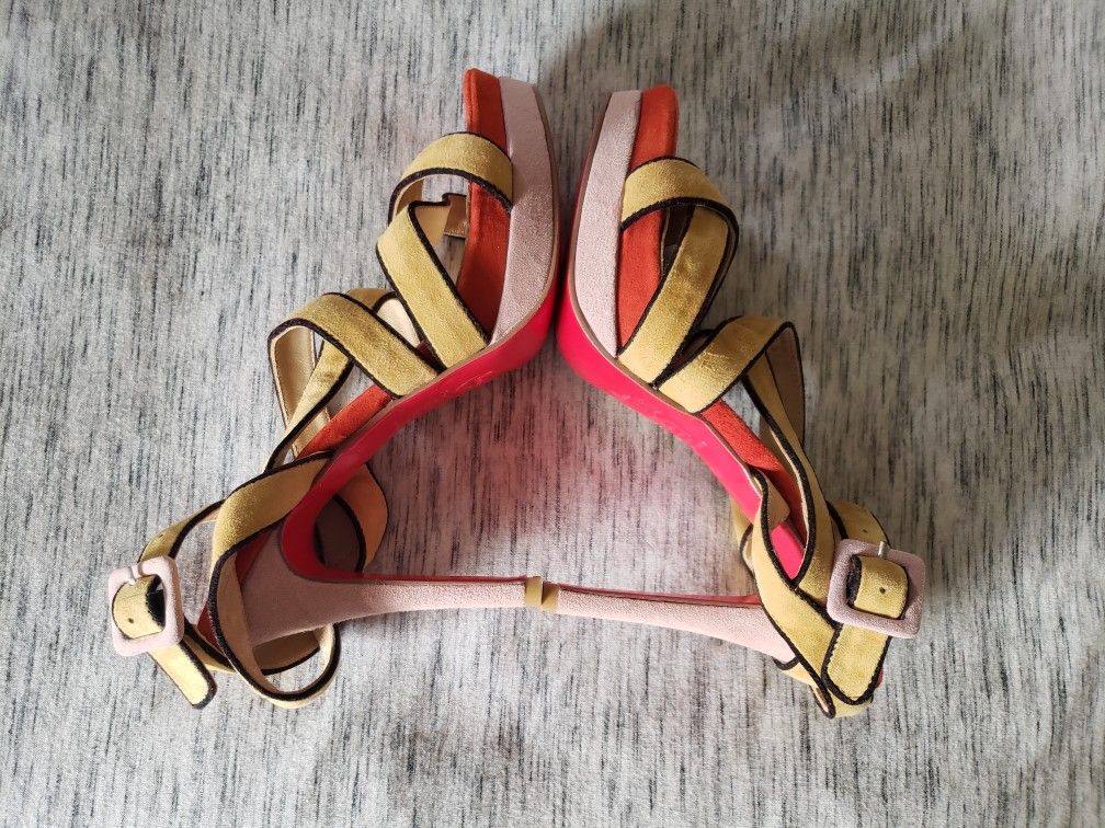 Christian Louboutin Multicolor Strappy Suede Sandals
