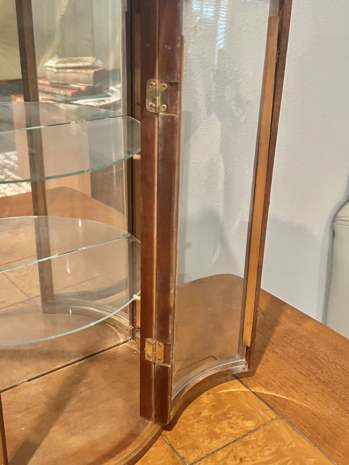 Vintage Miniature Vitrine Display Curved Glass Sides Curio Cabinet Wall Decor Storage
