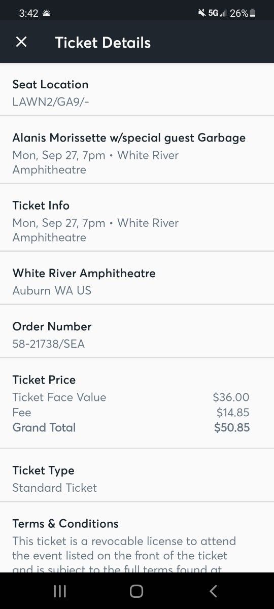 4 Tickets To Alanis Morissette Concert
