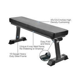 Foldable Flat Bench for Multi-Purpose Weight Training and Ab Exercises (Black) Thumbnail