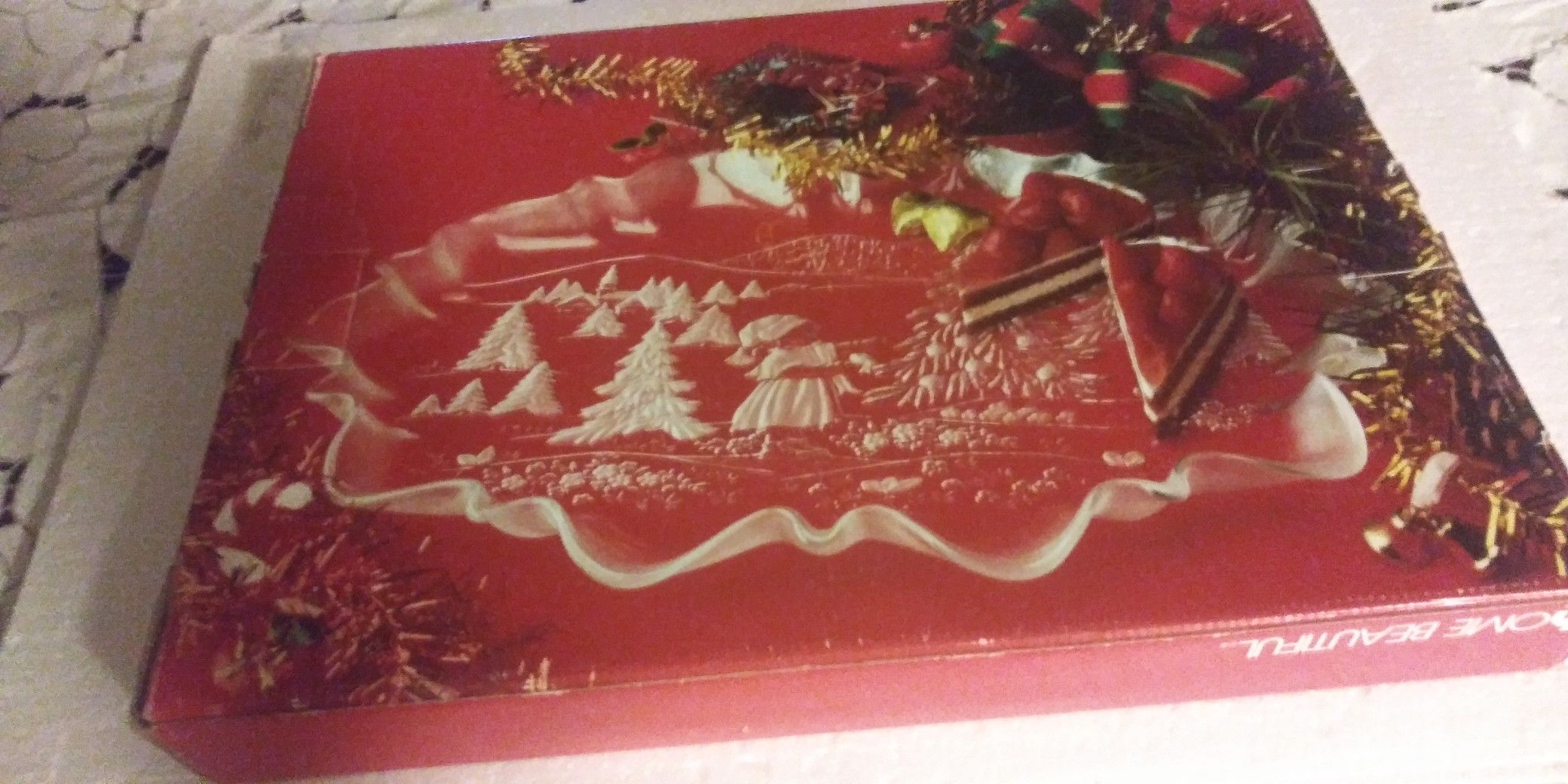 Oval canape crystal platter "Christmas Tree" 17 1/4" by Home beautiful Mikasa