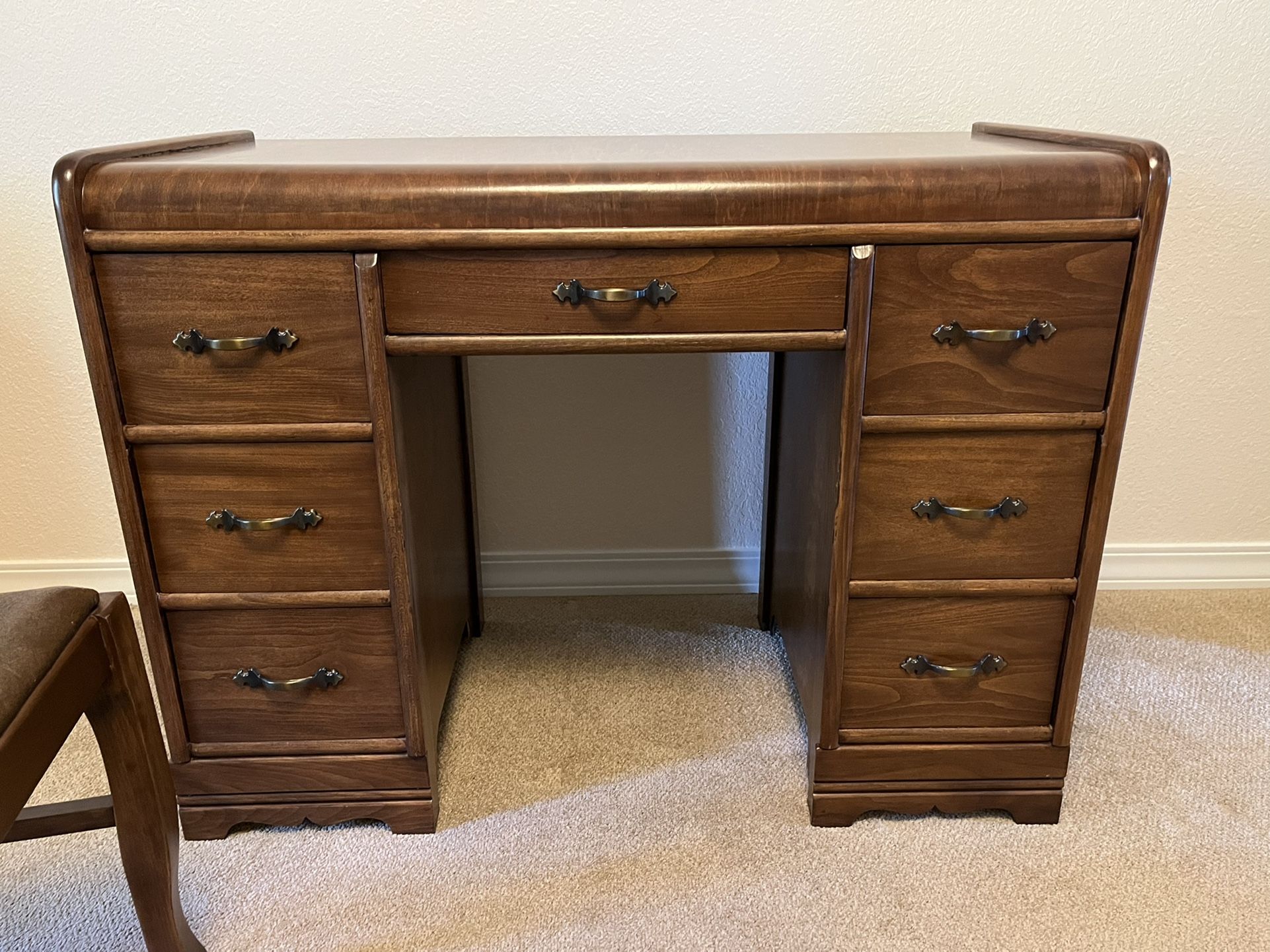 Vintage Art Deco Waterfall Desk plus Chair